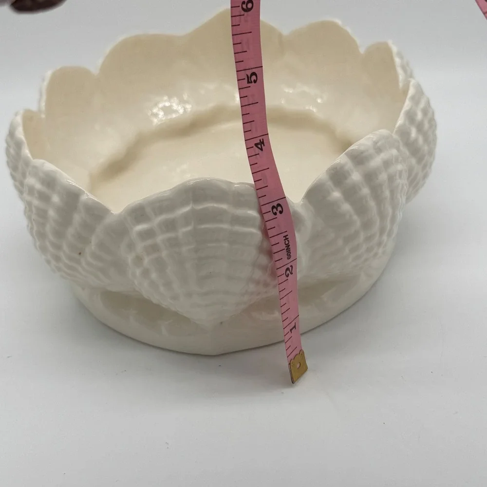 Vtg Atlantic Mold Clamshell Centerpiece Bowl Scalloped Coastal Chic Mermaidcore